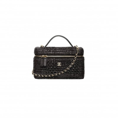 CHANEL MASTER CLASSIC VANITY WITH CHAIN BRAIDED RAFFIA & GOLD TONE METAL  AP4385 (19.5*17*5cm)